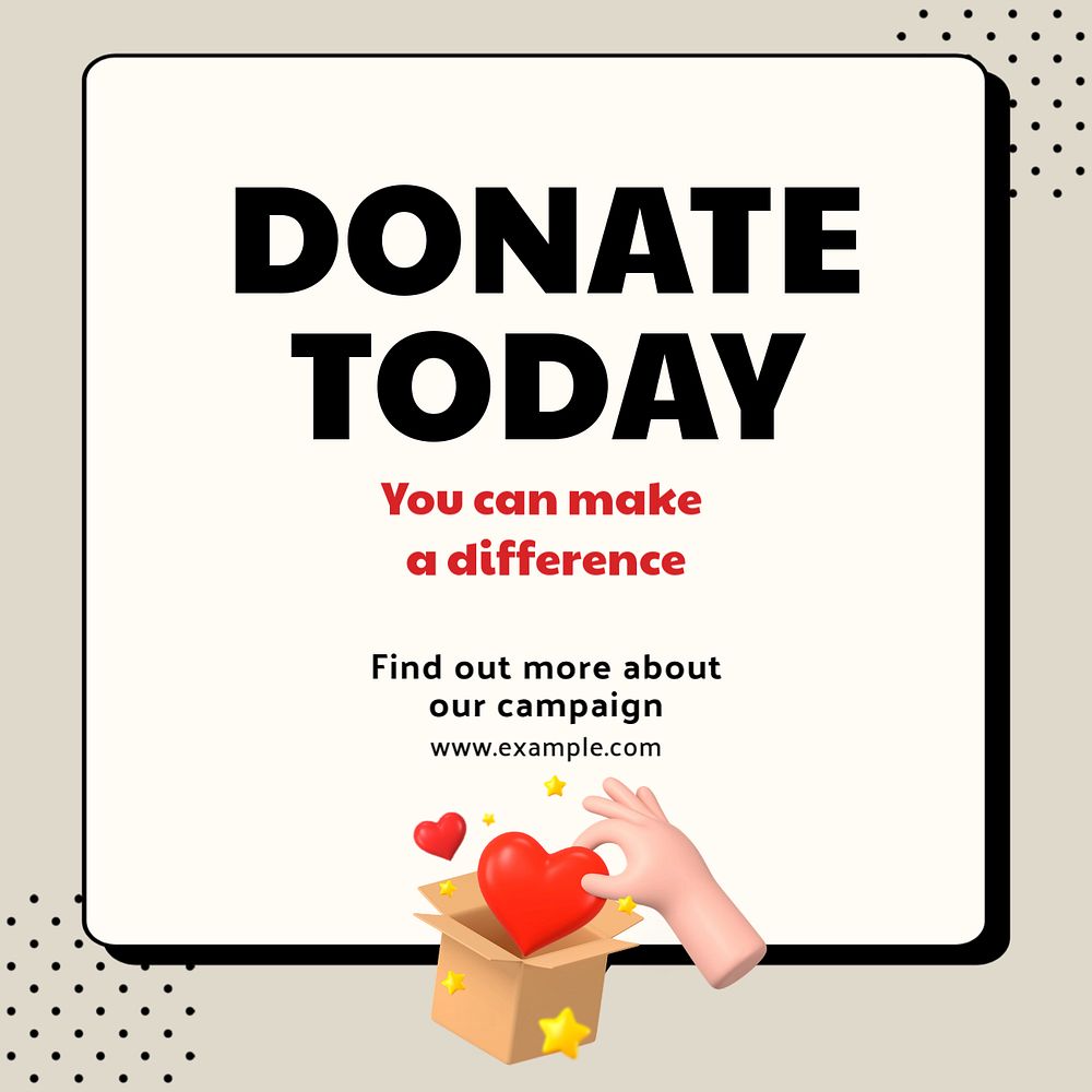 Donate today Instagram post template, editable text