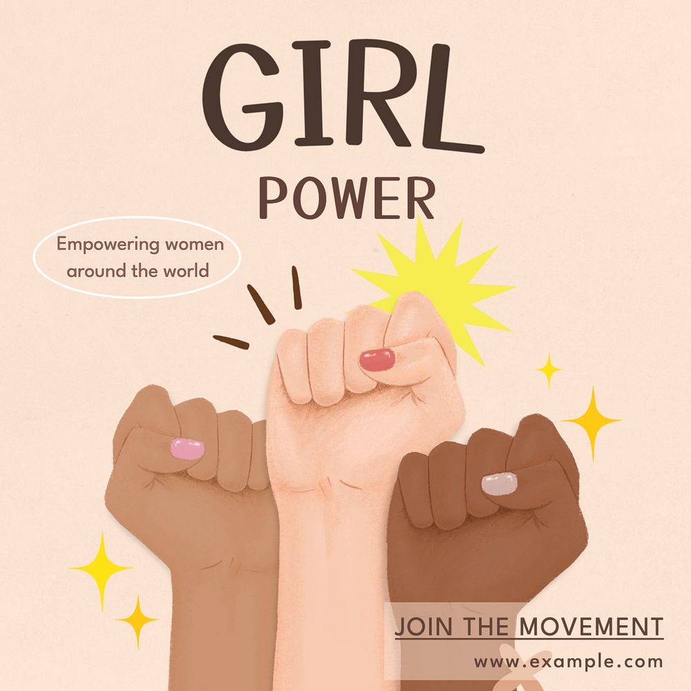 Girl power Instagram post template, editable text