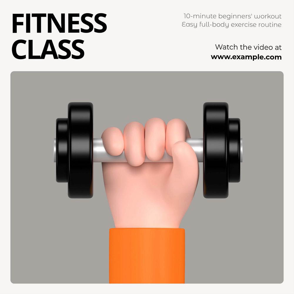 Fitness class Instagram post template, editable text