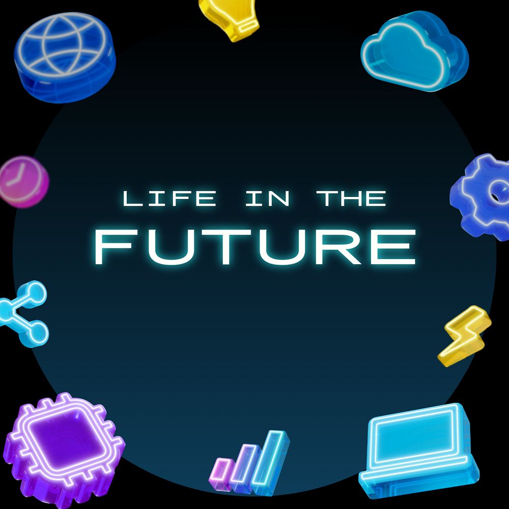 Future life Instagram post template, editable text