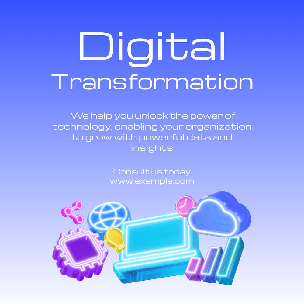 Digital transformation Instagram post template, editable text