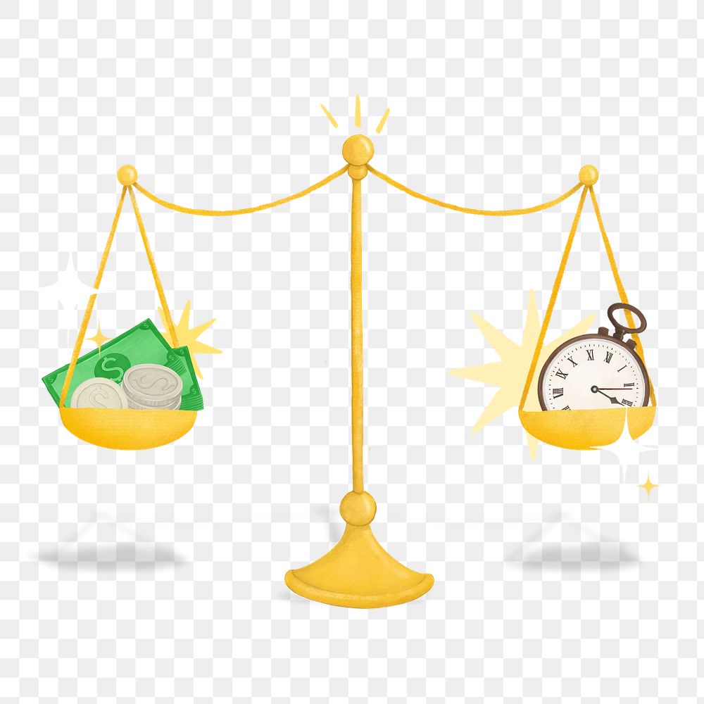 Time & money scales png, finance remix, editable design