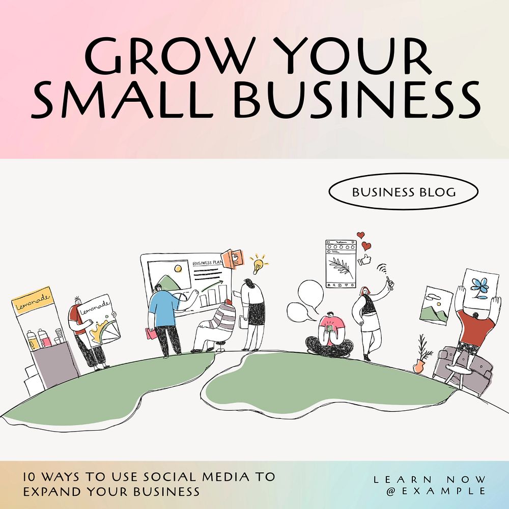 Grow small business Instagram post template, editable text