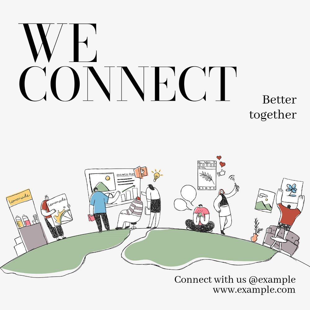 We connect Instagram post template, editable text