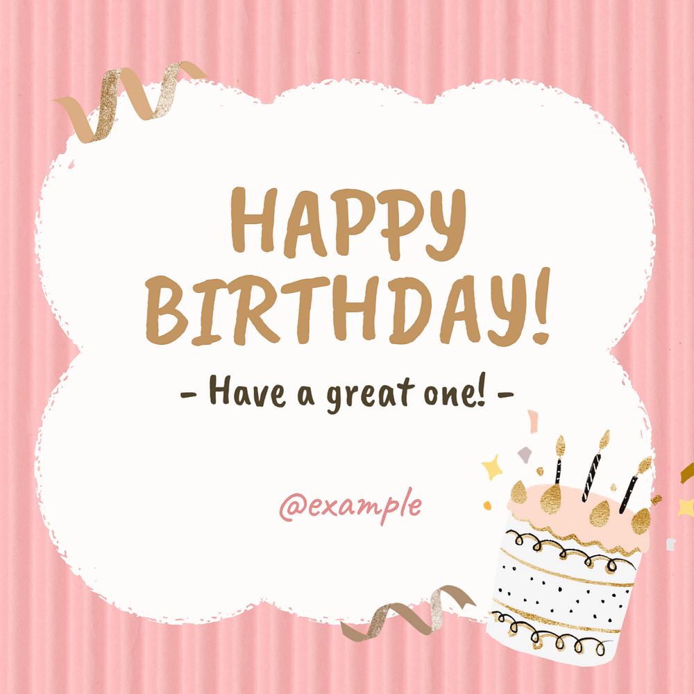 Happy birthday Instagram post template, editable text