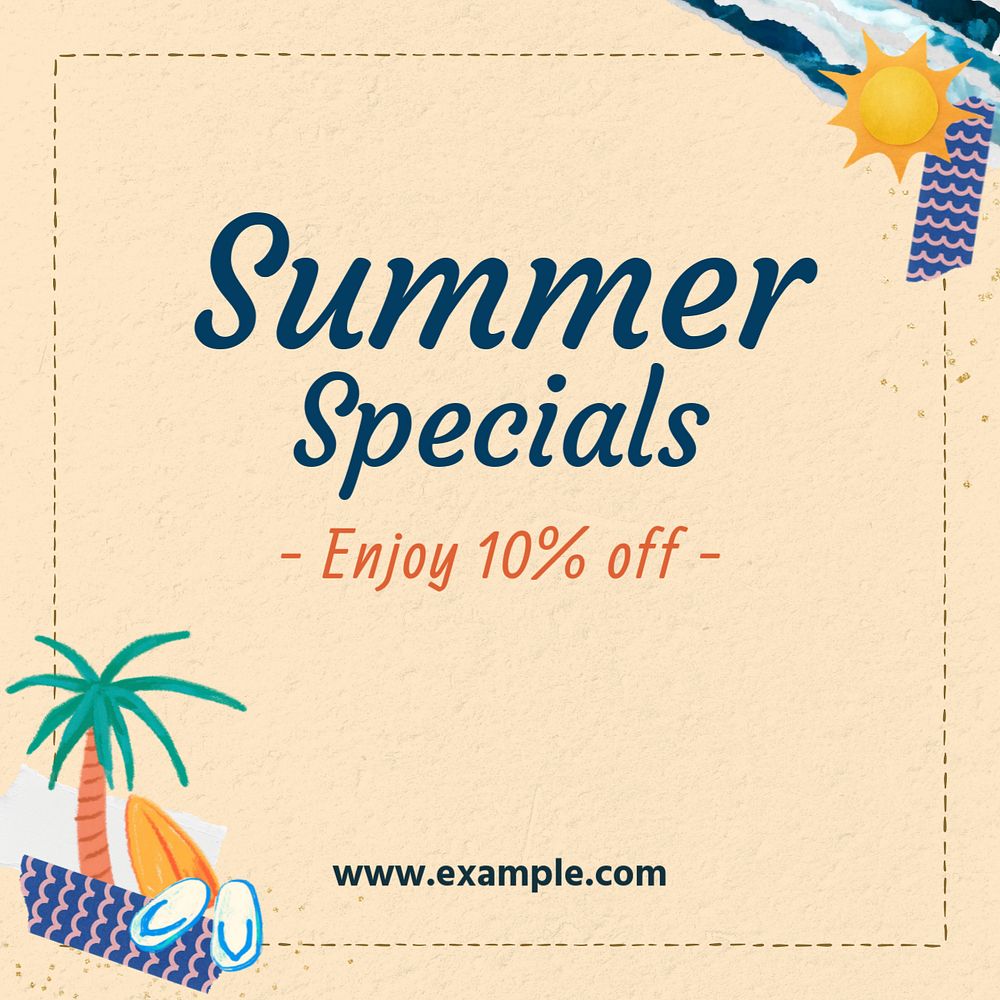 Summer specials Instagram post template, editable text