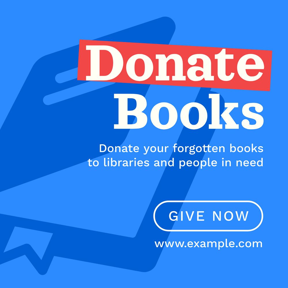 Book donation Instagram post template, editable text