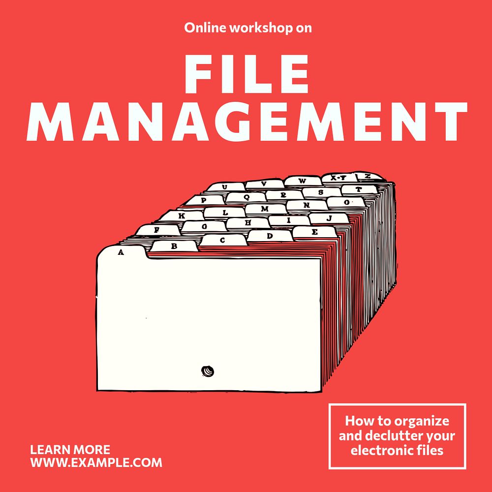 File management Instagram post template, editable text