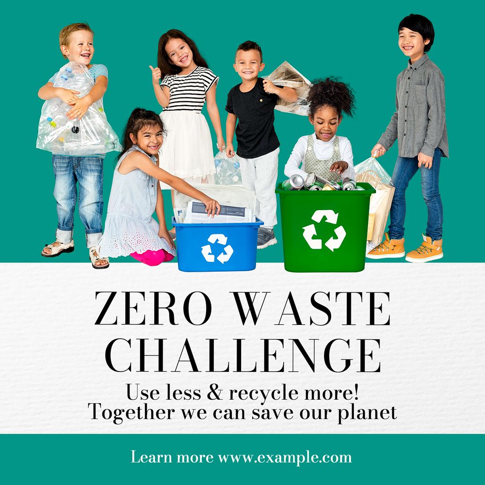 Zero waste challenge Instagram post template, editable text