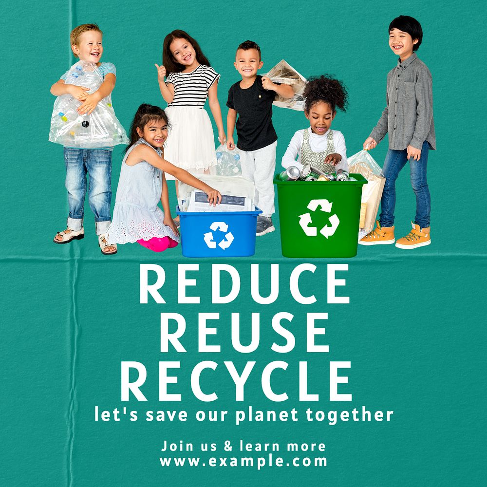 Reduce reuse recycle Instagram post template, editable text