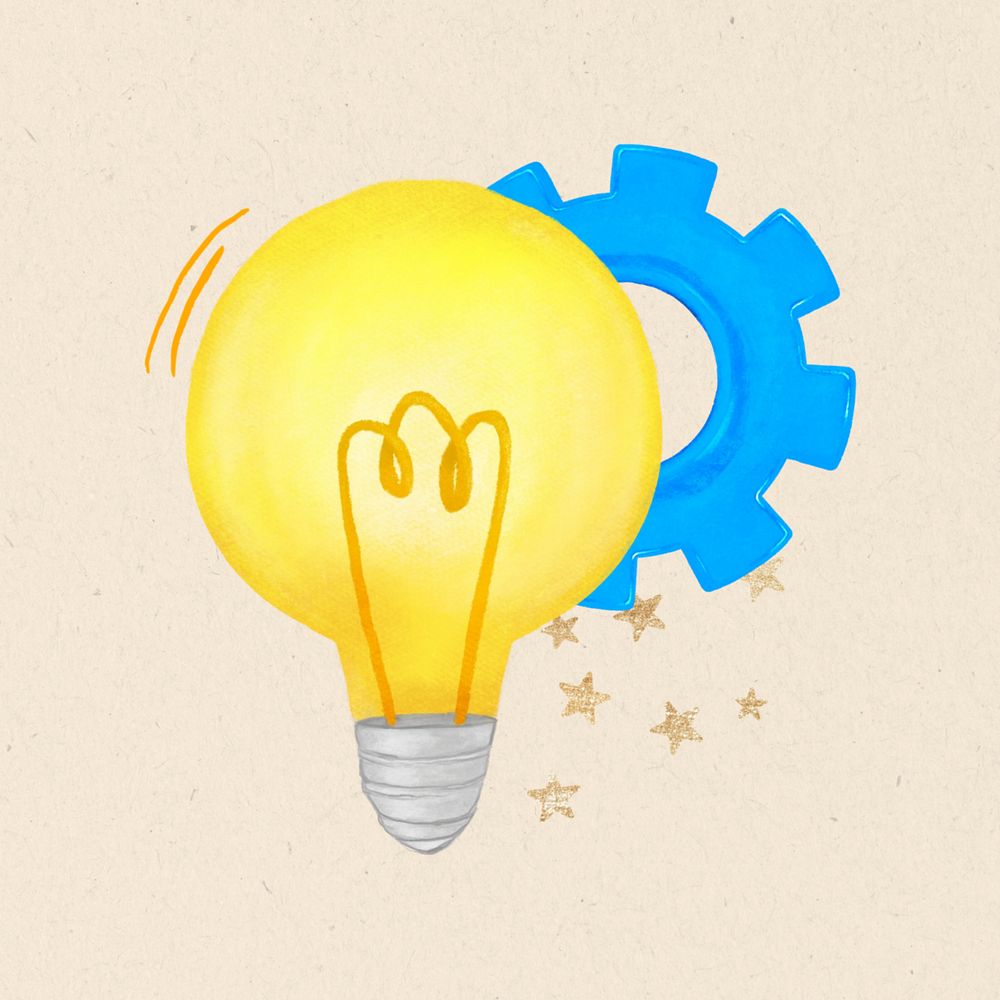 Light bulb cogwheel, business remix, editable design