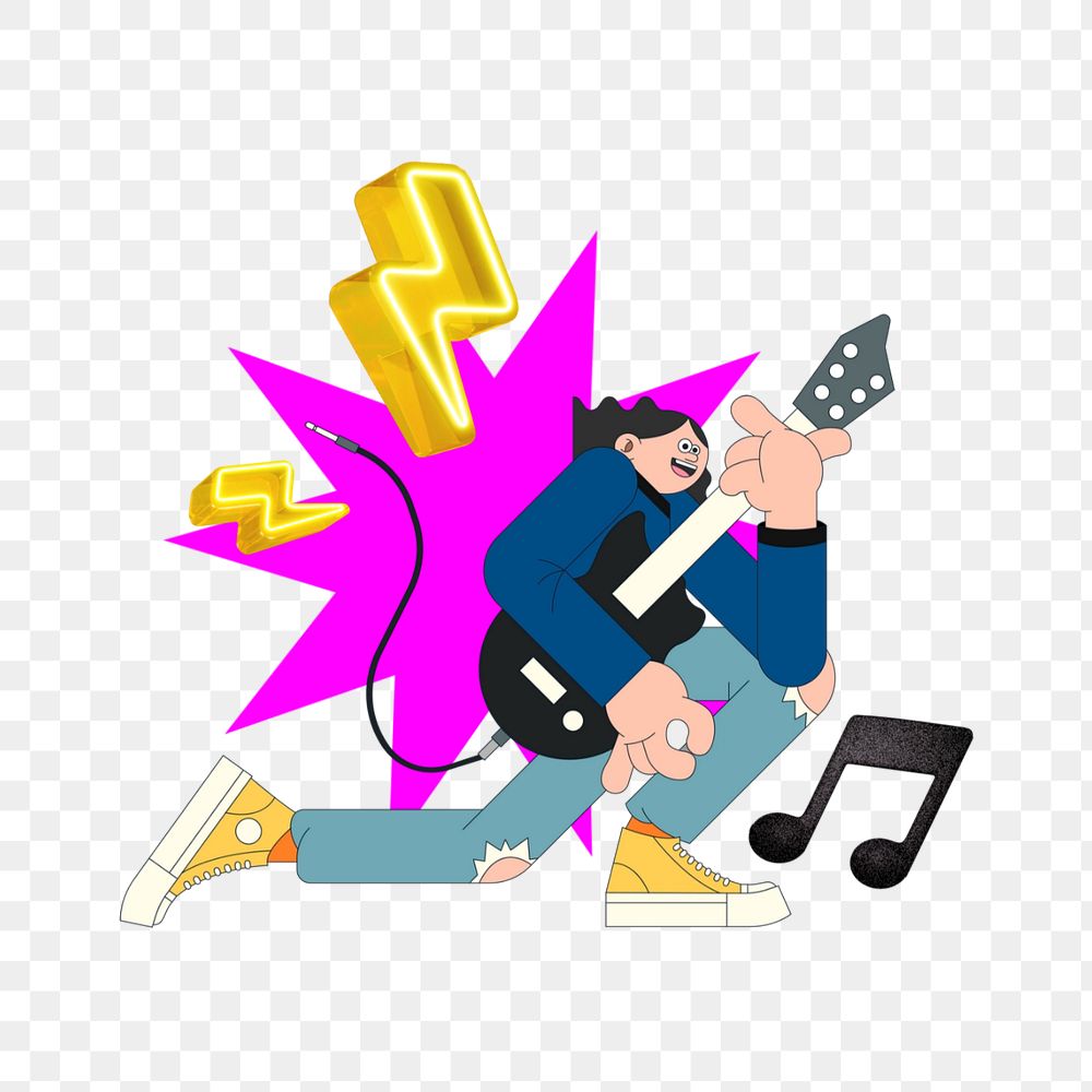 Rock music guitar png, transparent background