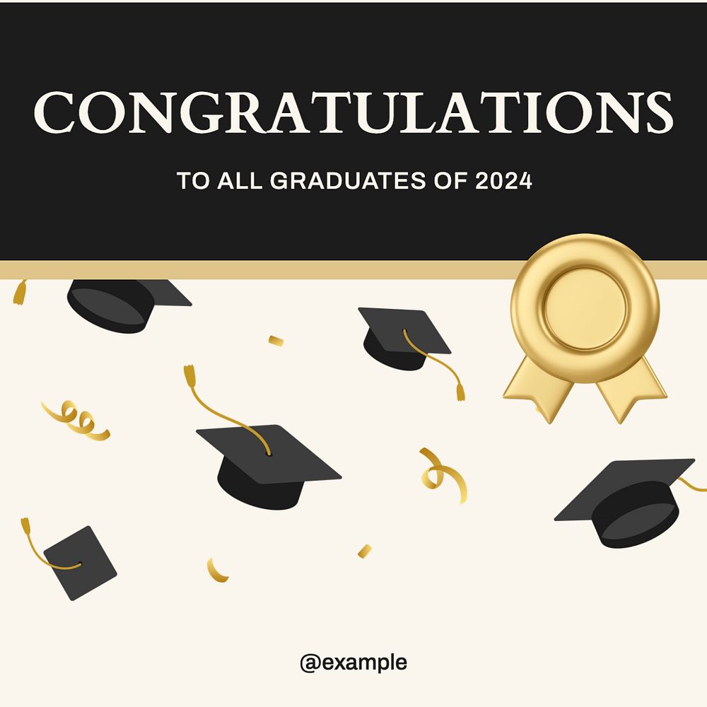 Graduation message Instagram post template, editable text