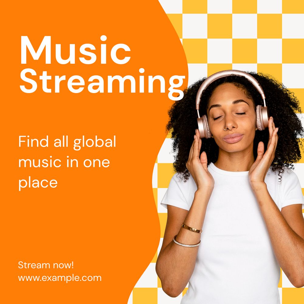 Music streaming Instagram post template, editable text