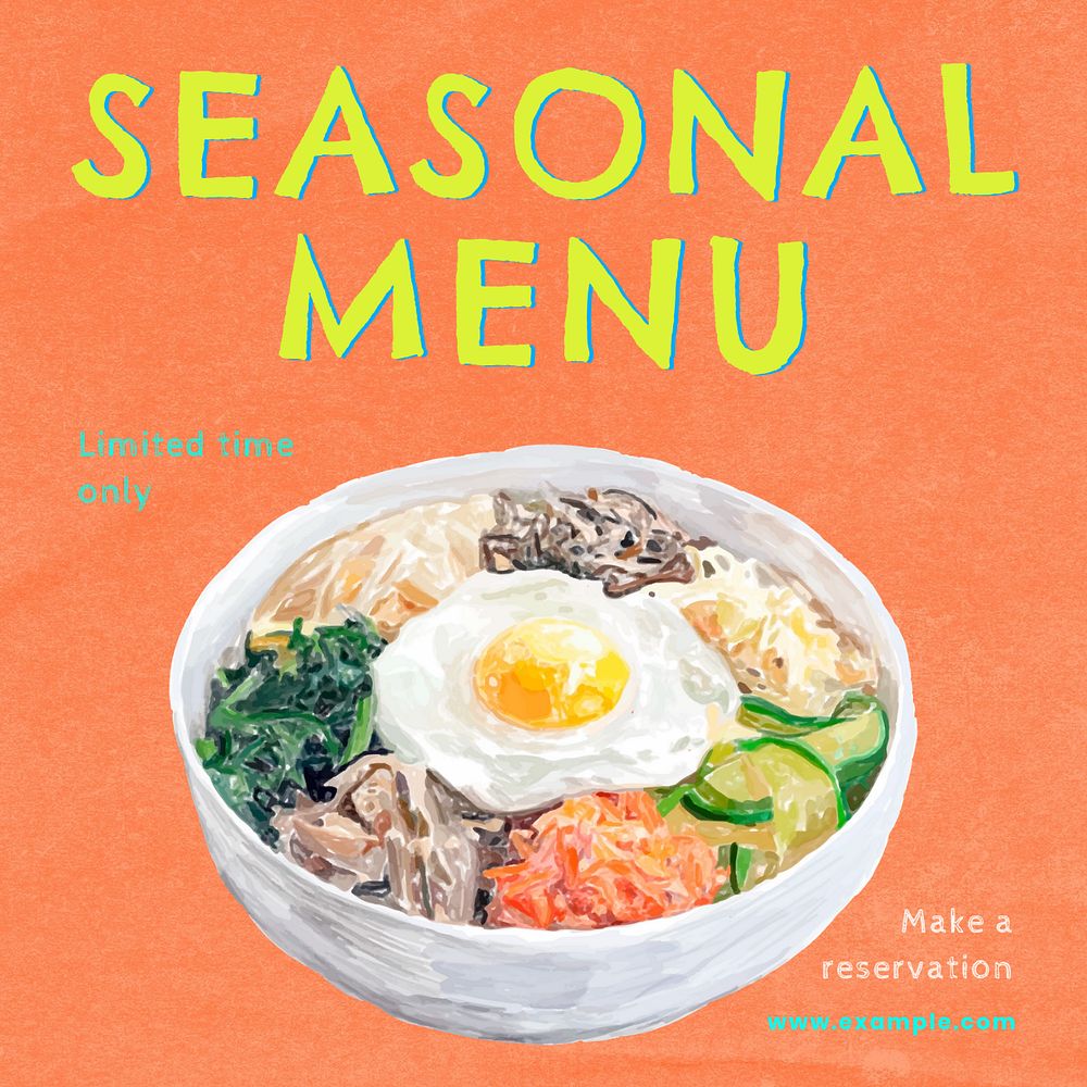 Seasonal menu Instagram post template, editable text