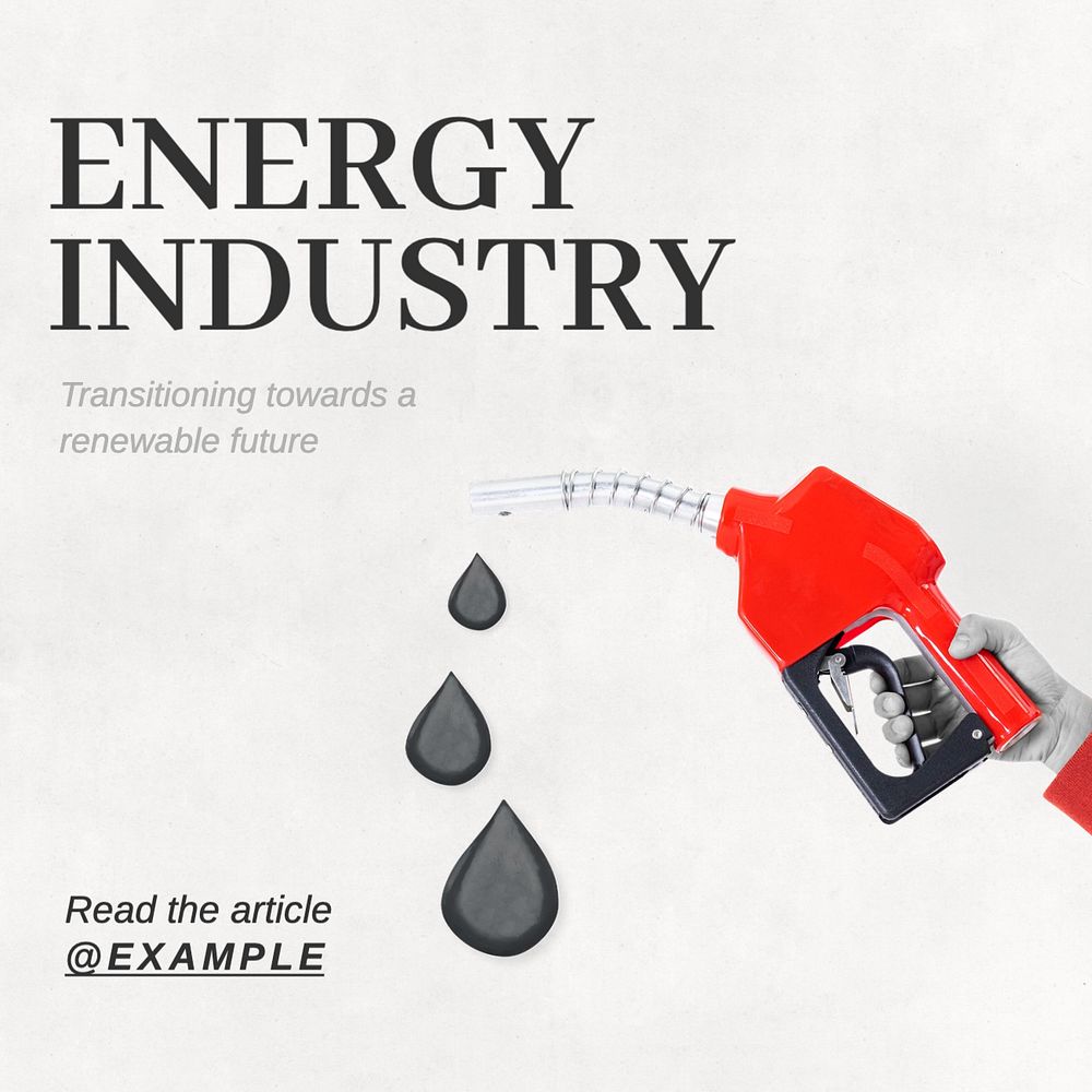 Energy industry Instagram post template, editable text