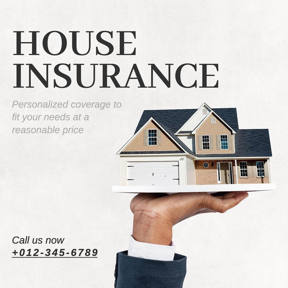 House insurance Instagram post template, editable text