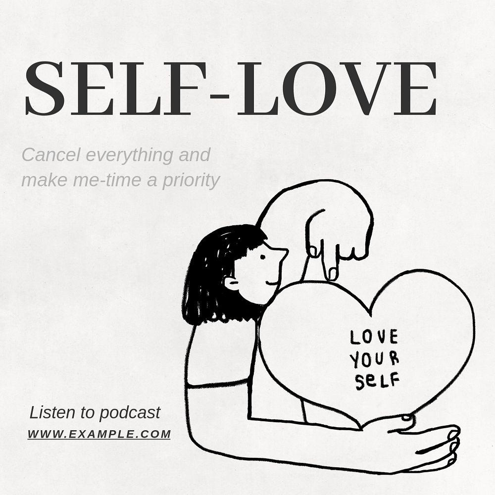 Self-love Instagram post template, editable text