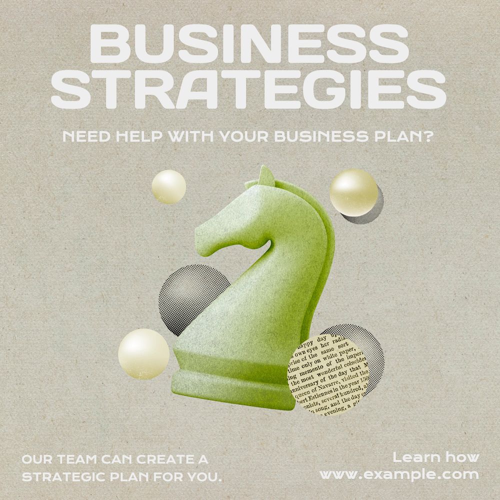 Business strategies Instagram post template, editable text