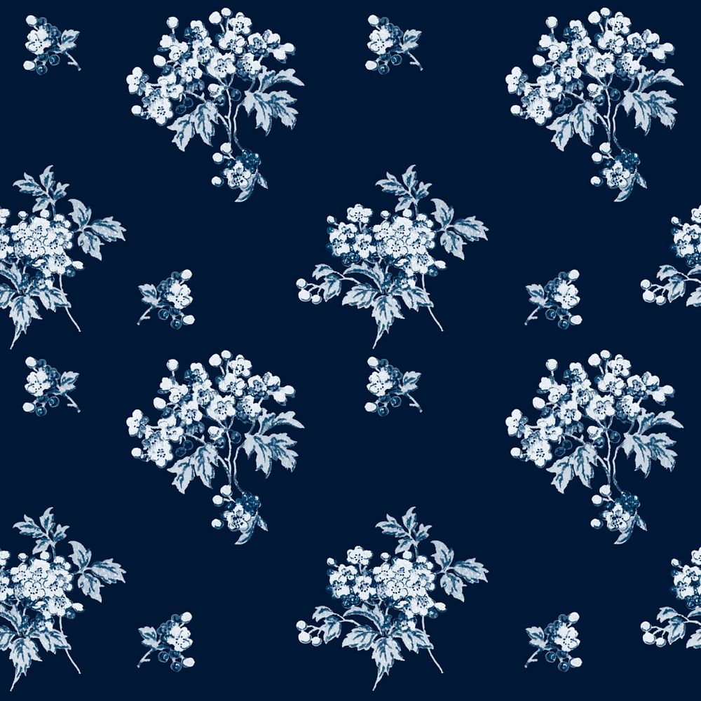 Cherry blossoms pattern, blue background