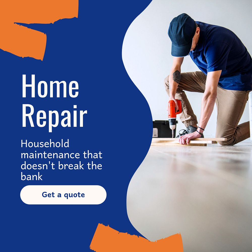 Home repair Instagram post template, editable text 