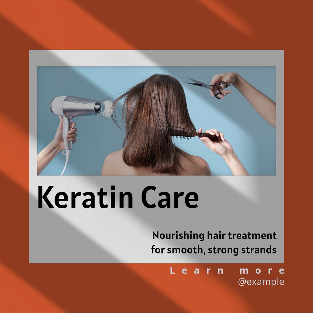 Keratin care Instagram post template, editable text