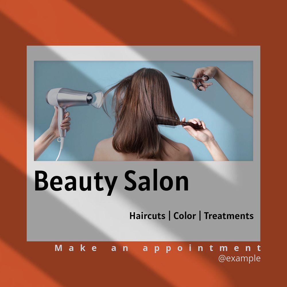 Beauty salon Instagram post template, editable text