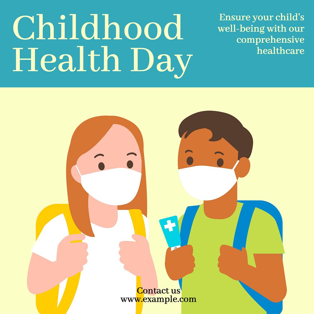 Childhood health day Instagram post template, editable text