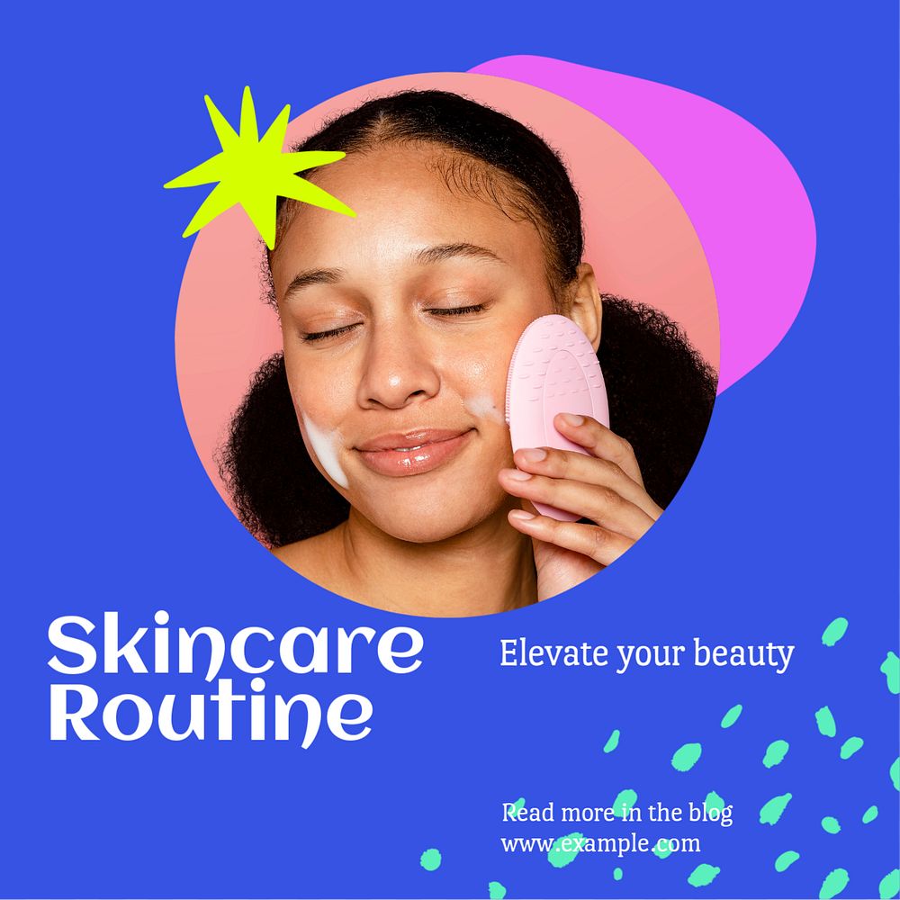 Skincare routine  Instagram post template, editable text