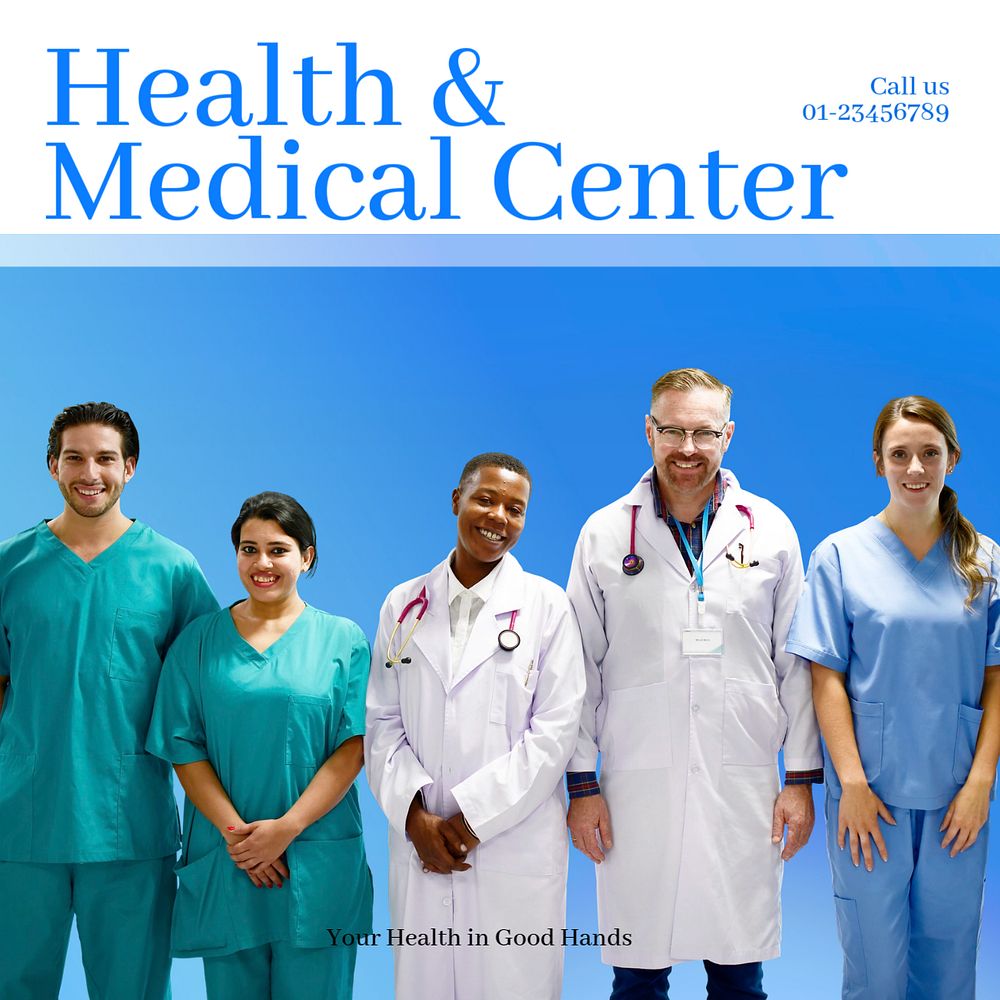 Health & medical center Instagram post template, editable text