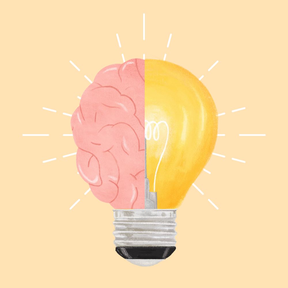 Light bulb brain, creative ideas remix, editable design