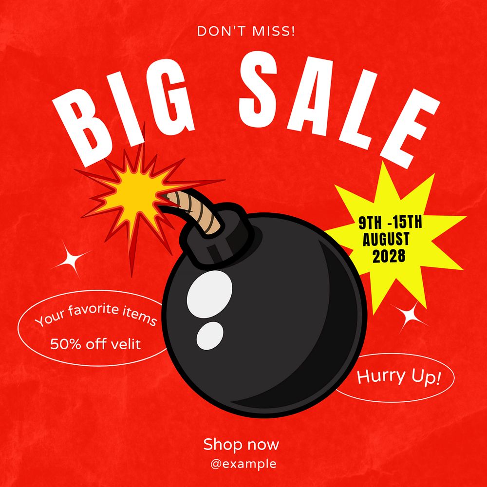 Big sale Instagram post template, editable text