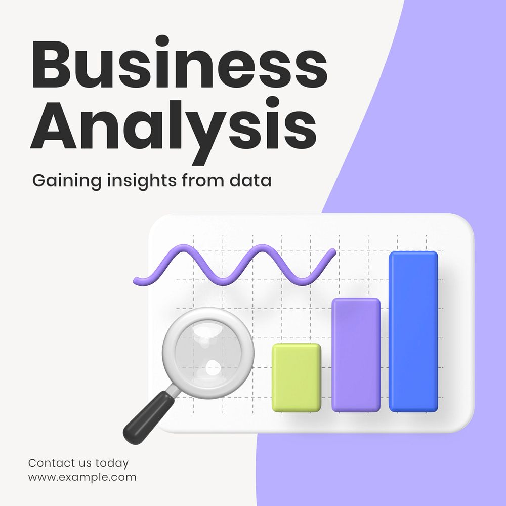 Business analysis Instagram post template, editable text