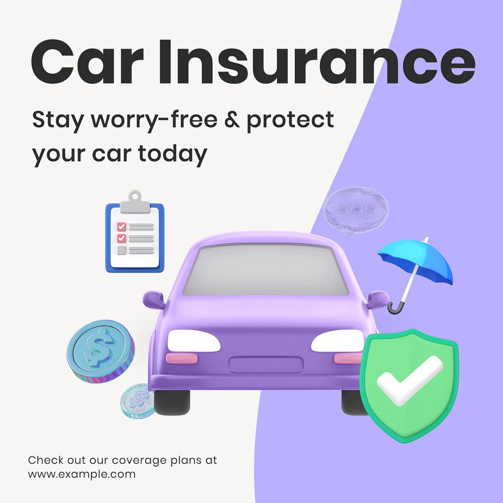 Car insurance Instagram post template, editable text