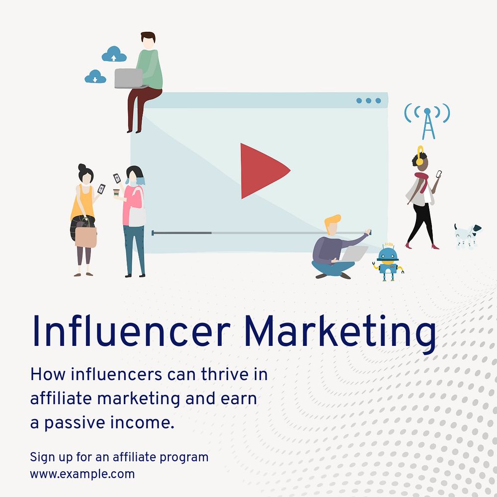 Influencer marketing Instagram post template, editable text