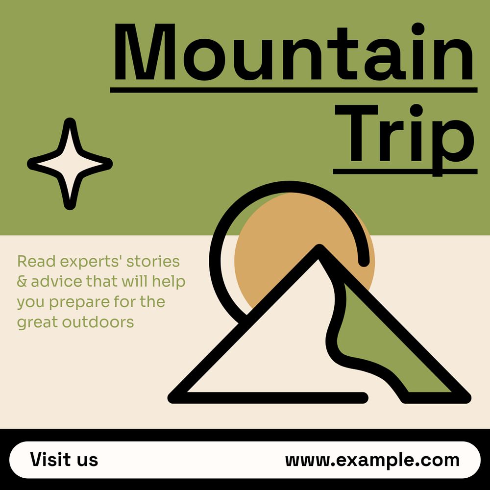 Montain trip Instagram post template, editable text