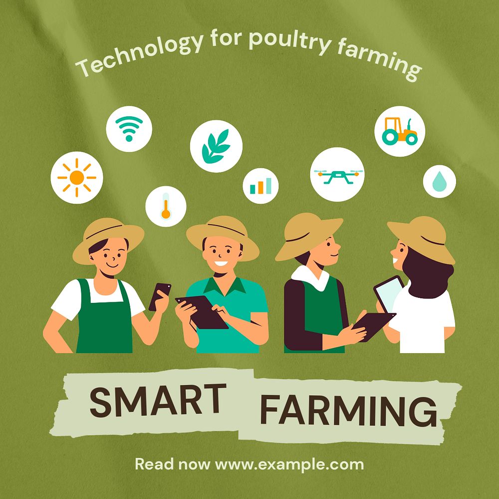 Smart farming Instagram post template, editable text