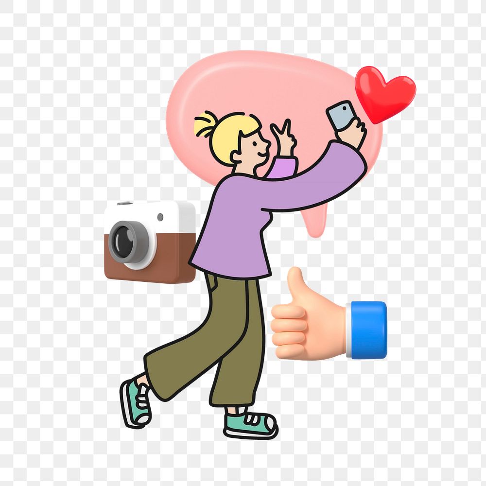 Doodle woman taking picture png, transparent background