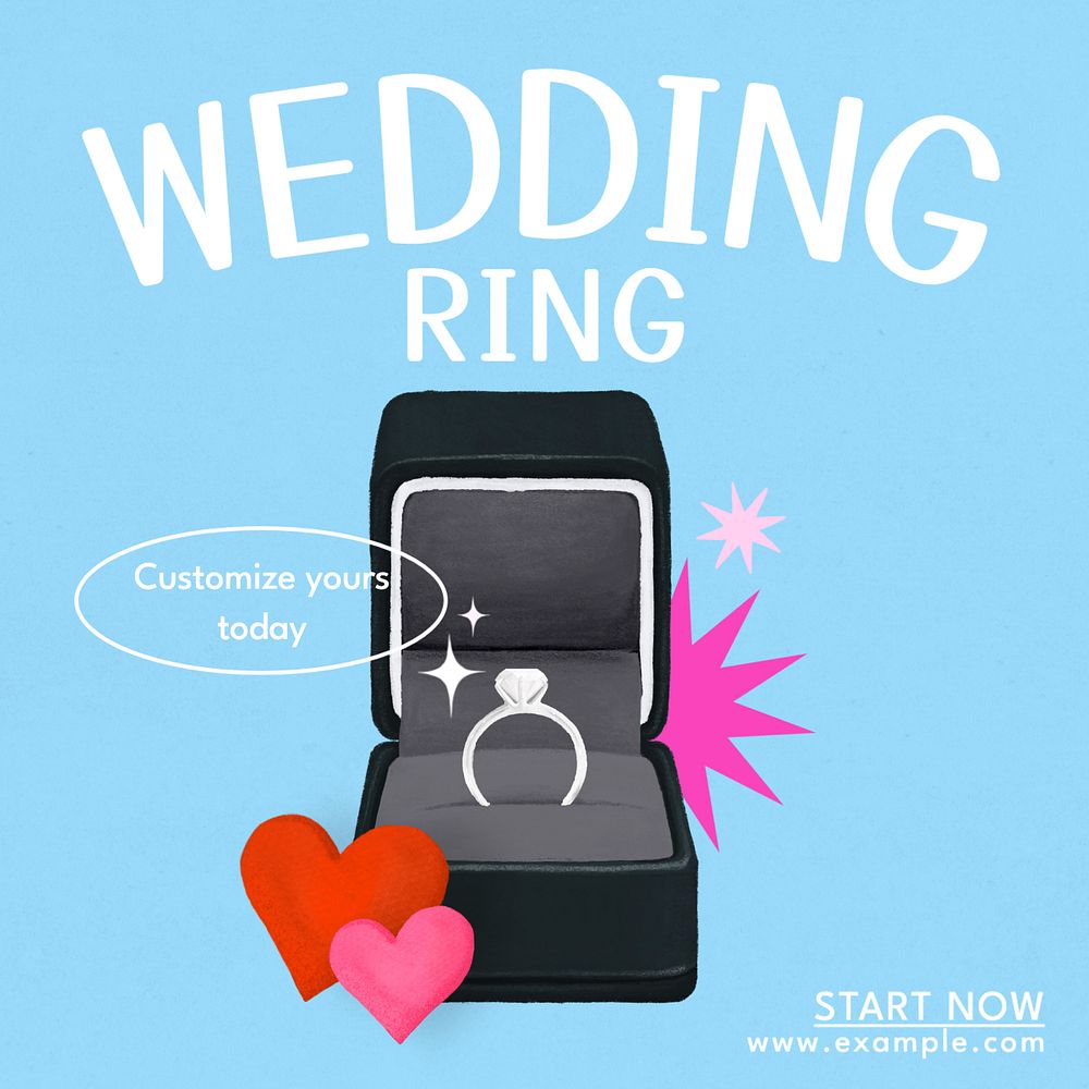 Wedding ring Instagram post template, editable text