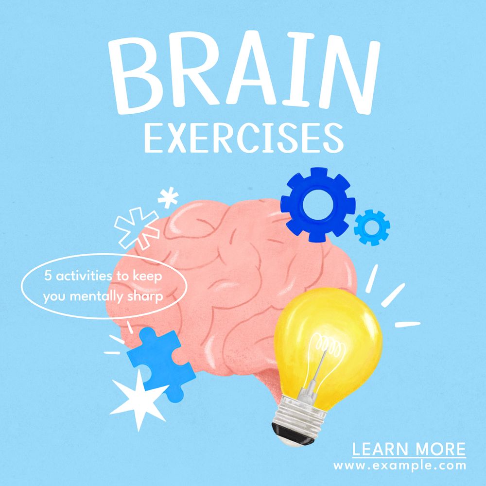 Brain exercises Instagram post template, editable text