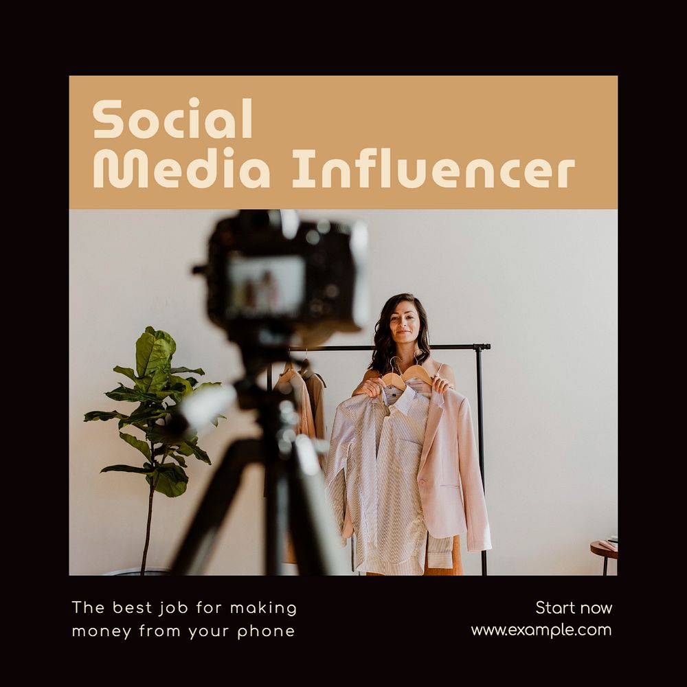 Social media influencer Instagram post template, editable text