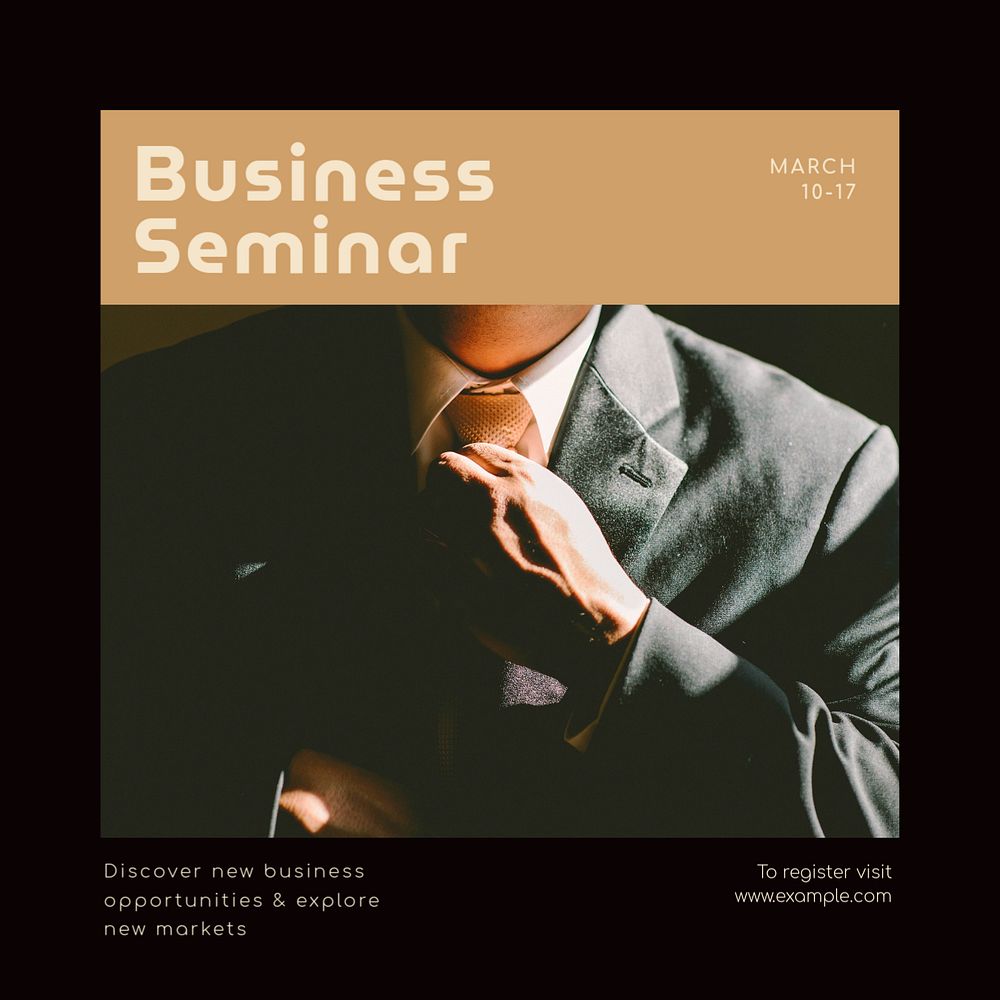 Business Seminar Instagram post template, editable text