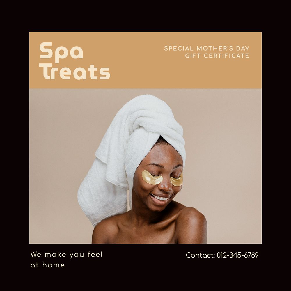 Spa treatment Instagram post template, editable text