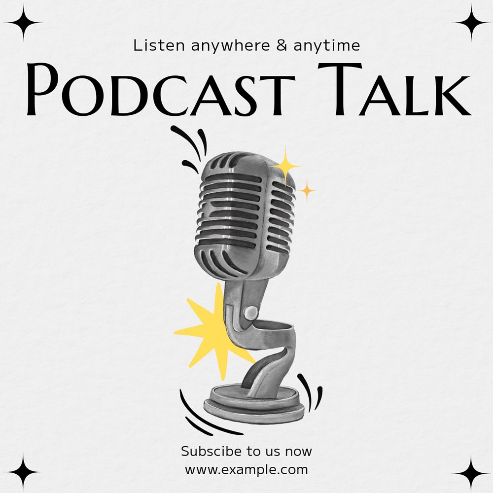 Podcast talk Instagram post template, editable text