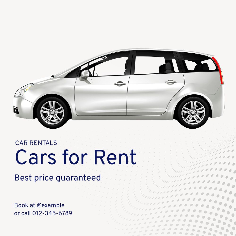 Car for rent Instagram post template, editable text