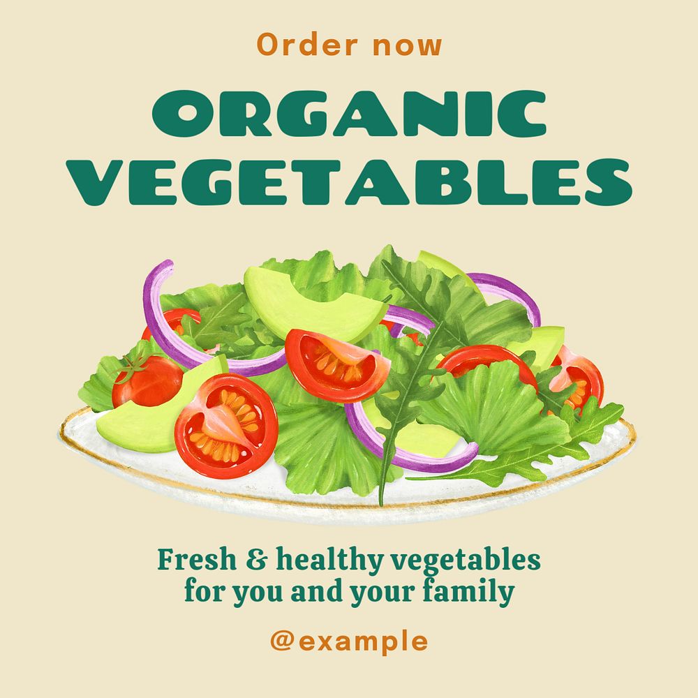 Organic vegetables Instagram post template, editable text