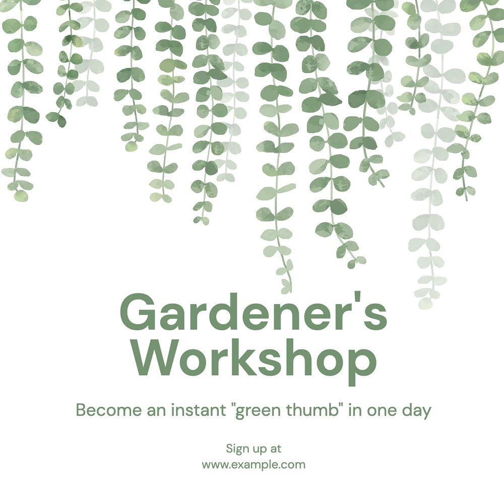 Gardener's workshop Instagram post template, editable text