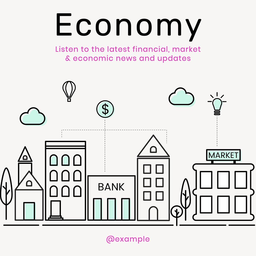 Economy & finance Instagram post template, editable text