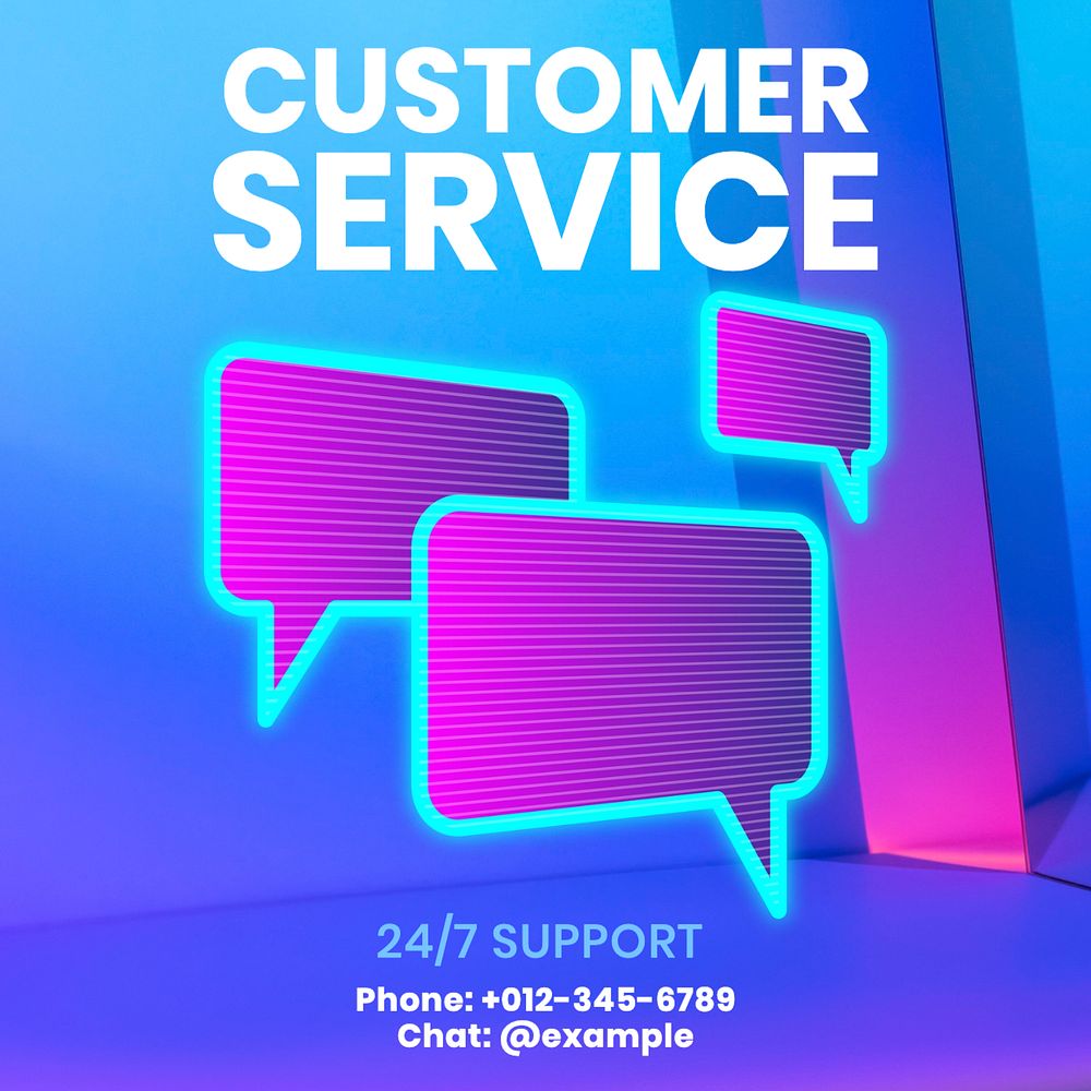 Customer service Instagram post template, editable text