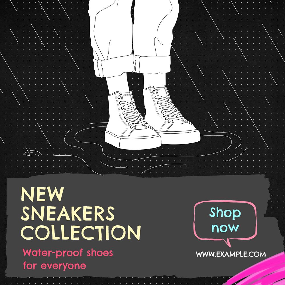 New sneakers collection Instagram post template, editable text